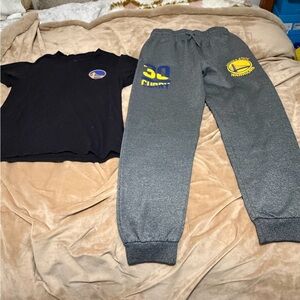 NBA Golden State Warriors Curry Kids Gray Sweatpants & Tee L/XL 14/18